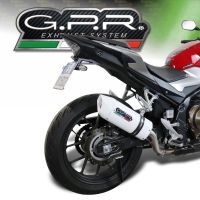 GPR exhaust compatible with  Honda Cb 400 X 2013-2015, Albus Ceramic, Homologated legal slip-on exhaust including removable db killer and link pipe 