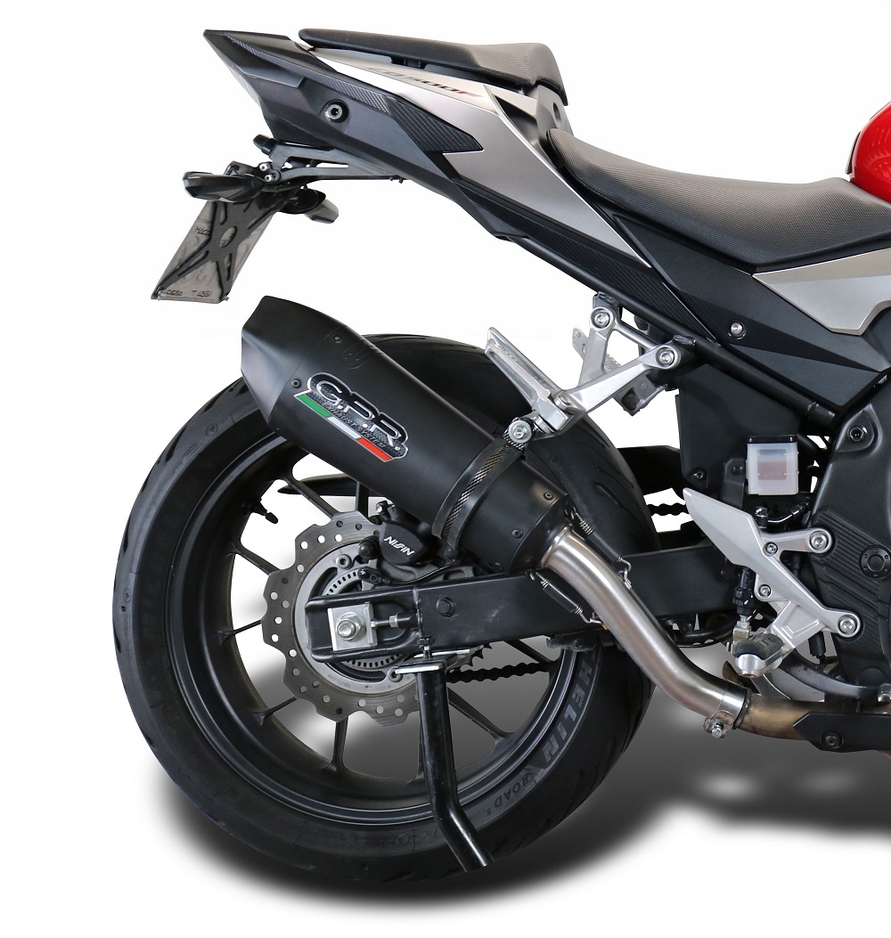 GPR exhaust compatible with  Honda Cb 500 X 2019-2024, GP Evo4 Black Titanium, Homologated legal slip-on exhaust including removable db killer and link pipe 