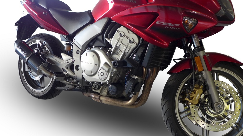 GPR exhaust compatible with  Honda Cbf 1000 - ST  2006-2009, Furore Nero, Dual Homologated legal slip-on exhaust including removable db killers and link pipes 