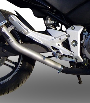 GPR exhaust compatible with  Honda Cbf 500 2004-2007, Furore Poppy, Homologated legal slip-on exhaust including removable db killer and link pipe 