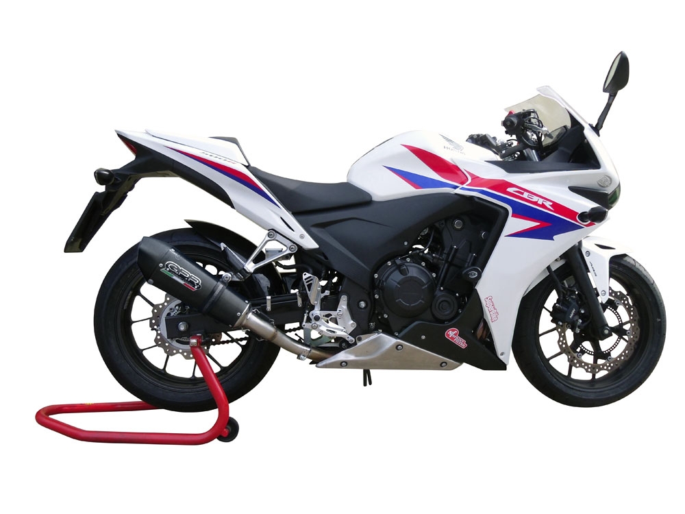 GPR exhaust compatible with  Honda Cbr 500 R 2023-2024, GP Evo4 Black Titanium, Homologated legal slip-on exhaust including removable db killer and link pipe 