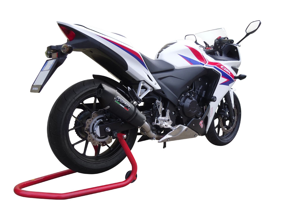 GPR exhaust compatible with  Honda Cbr 500 R 2023-2024, GP Evo4 Black Titanium, Homologated legal slip-on exhaust including removable db killer and link pipe 