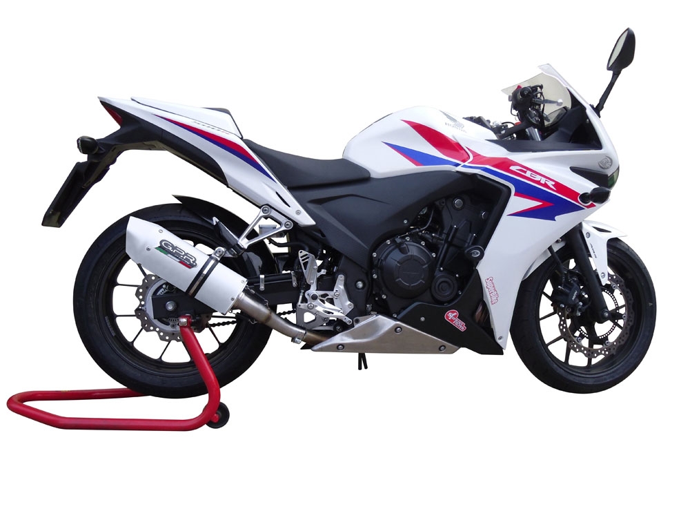 GPR exhaust compatible with  Honda Cbr 500 R 2012-2016, Albus Ceramic, Homologated legal slip-on exhaust including removable db killer and link pipe 