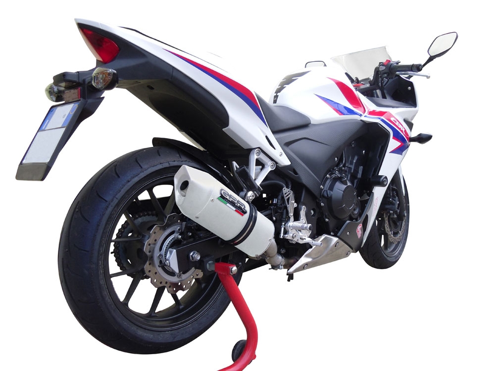 GPR exhaust compatible with  Honda Cbr 500 R 2012-2016, Albus Ceramic, Homologated legal slip-on exhaust including removable db killer and link pipe 