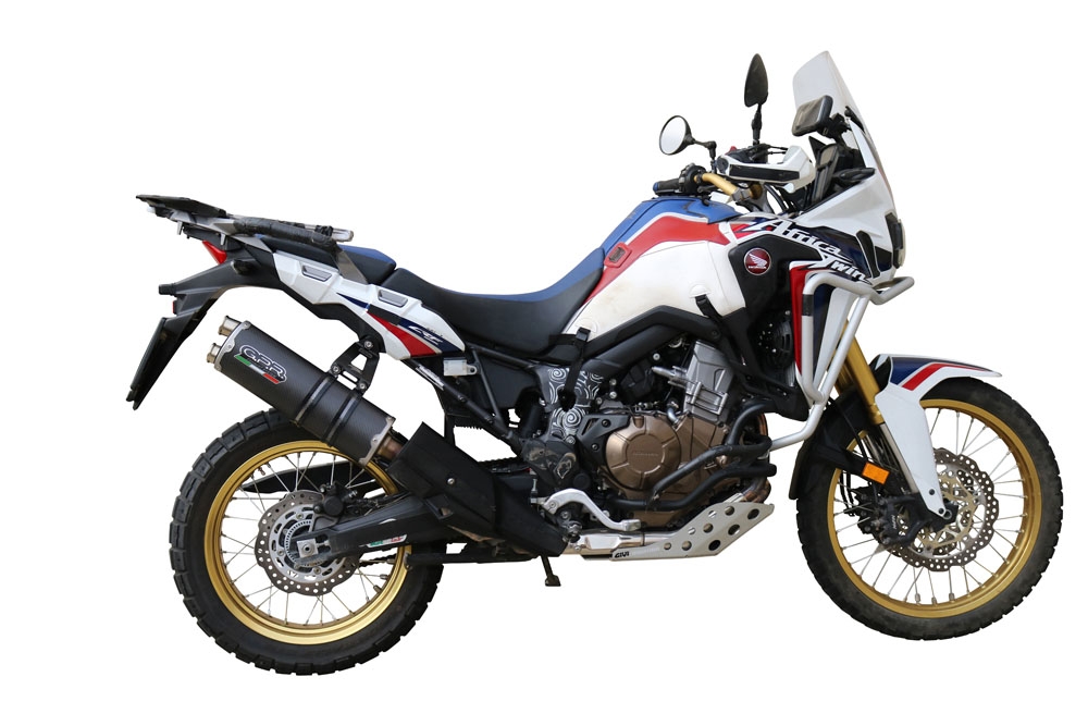 GPR exhaust compatible with  Honda Crf 1000 L Africa Twin 2015-2017, Dual Poppy, Homologated legal slip-on exhaust including removable db killer and link pipe 