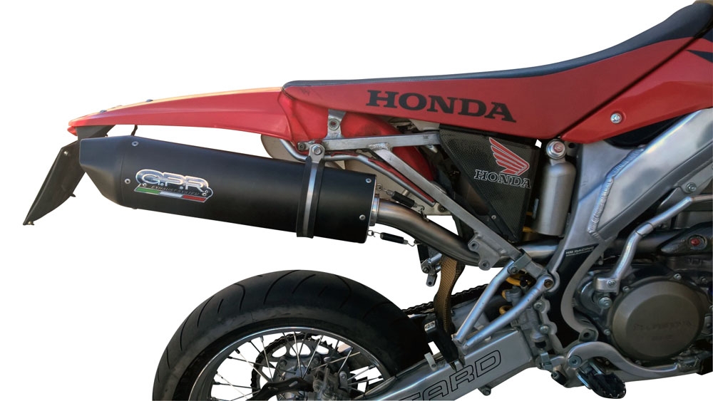 GPR exhaust compatible with  Honda Crf 450 R-RX 2003-2003, Furore Nero, Homologated legal slip-on exhaust including removable db killer and link pipe 