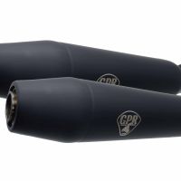 GPR exhaust compatible with  Bmw R 65 1985-1992, Deeptone Black Cafè Racer, Dual universal Homologated legal silencer kit, including removable db killer, without link pipes 