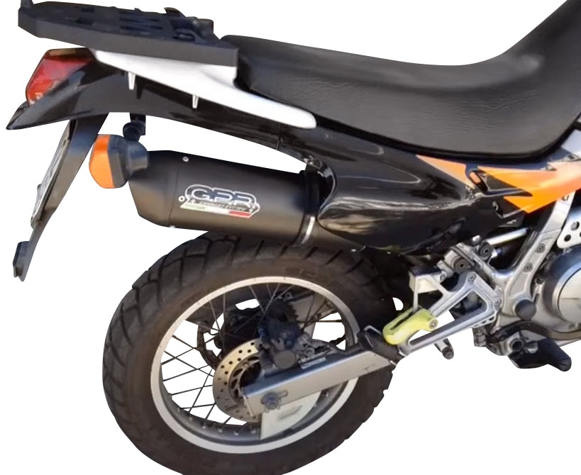 GPR exhaust compatible with  Honda Dominator Nx 650  1988-2001, Furore Nero, Homologated legal mid-full system exhaust including removable db killer 