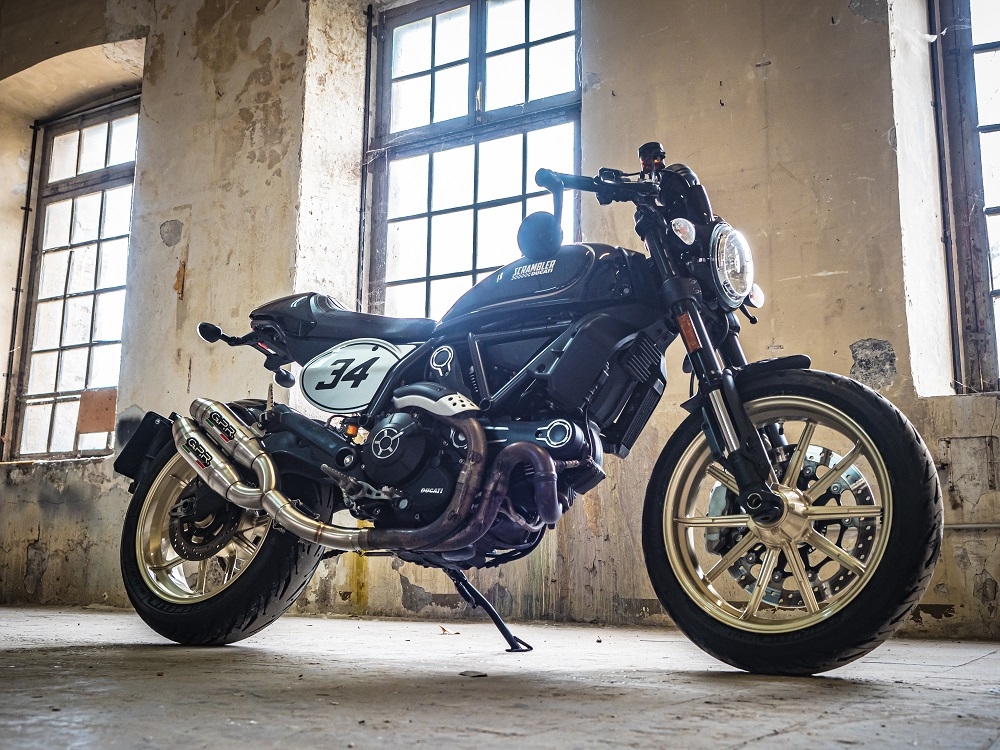 GPR exhaust compatible with  Ducati Scrambler 800  2017-2020, Deeptone Inox, Dual slip-on exhaust legal for UK and non-EU countries including removable db killers and link pipes 