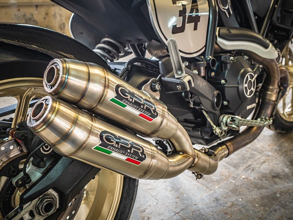 GPR exhaust compatible with  Ducati Scrambler 800  2017-2020, Deeptone Inox, Dual slip-on exhaust legal for UK and non-EU countries including removable db killers and link pipes 