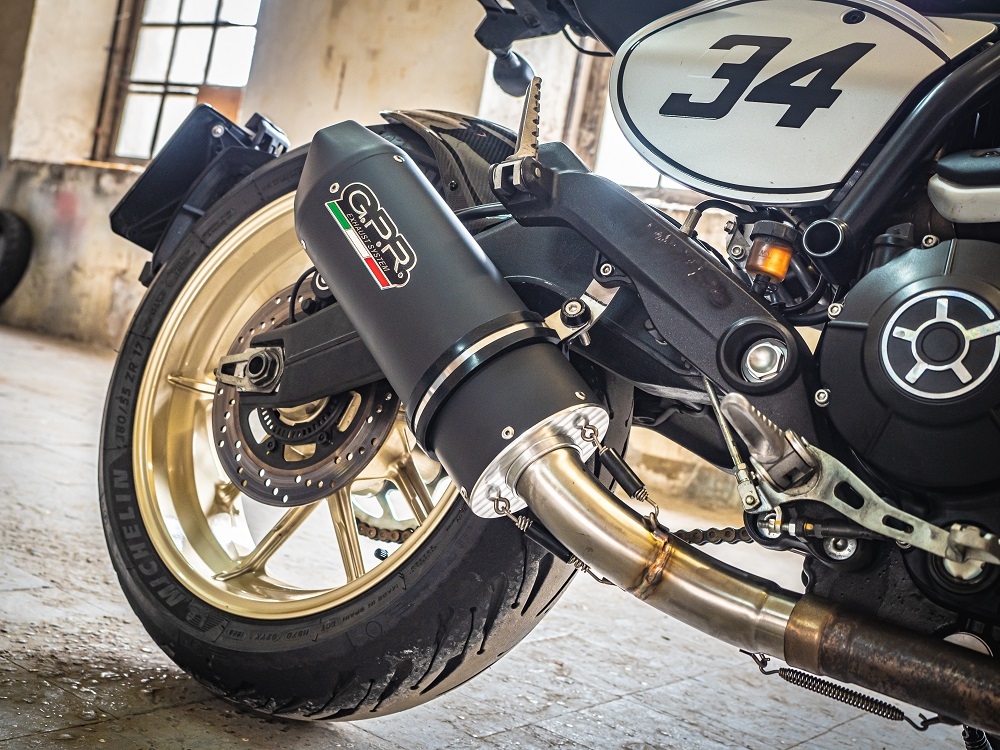 GPR exhaust compatible with  Ducati Scrambler 800  2015-2016, Furore Nero, Homologated legal slip-on exhaust including removable db killer and link pipe 