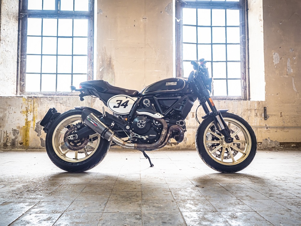 GPR exhaust compatible with  Ducati Scrambler 800  2017-2020, Gpe Ann. Poppy, Slip-on exhaust legal for UK and non-EU markets including link pipe and removable db killer 