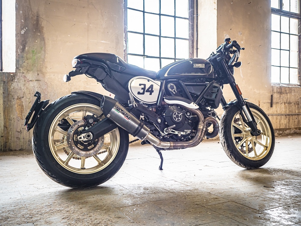 GPR exhaust compatible with  Ducati Scrambler 800  2017-2020, Gpe Ann. Poppy, Slip-on exhaust legal for UK and non-EU markets including link pipe and removable db killer 