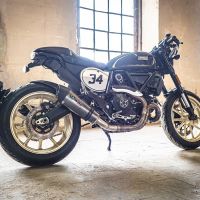 GPR exhaust compatible with  Ducati Scrambler 800  2017-2020, Gpe Ann. Poppy, Slip-on exhaust legal for UK and non-EU markets including link pipe and removable db killer 