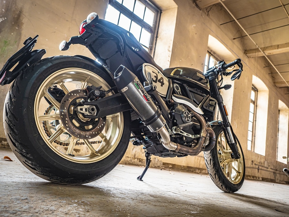 GPR exhaust compatible with  Ducati Scrambler 800  2017-2020, Gpe Ann. Poppy, Slip-on exhaust legal for UK and non-EU markets including link pipe and removable db killer 