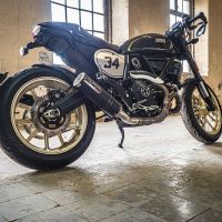 GPR exhaust compatible with  Ducati Scrambler 800  2017-2020, M3 Black Titanium, Homologated legal slip-on exhaust including removable db killer, link pipe and catalyst 