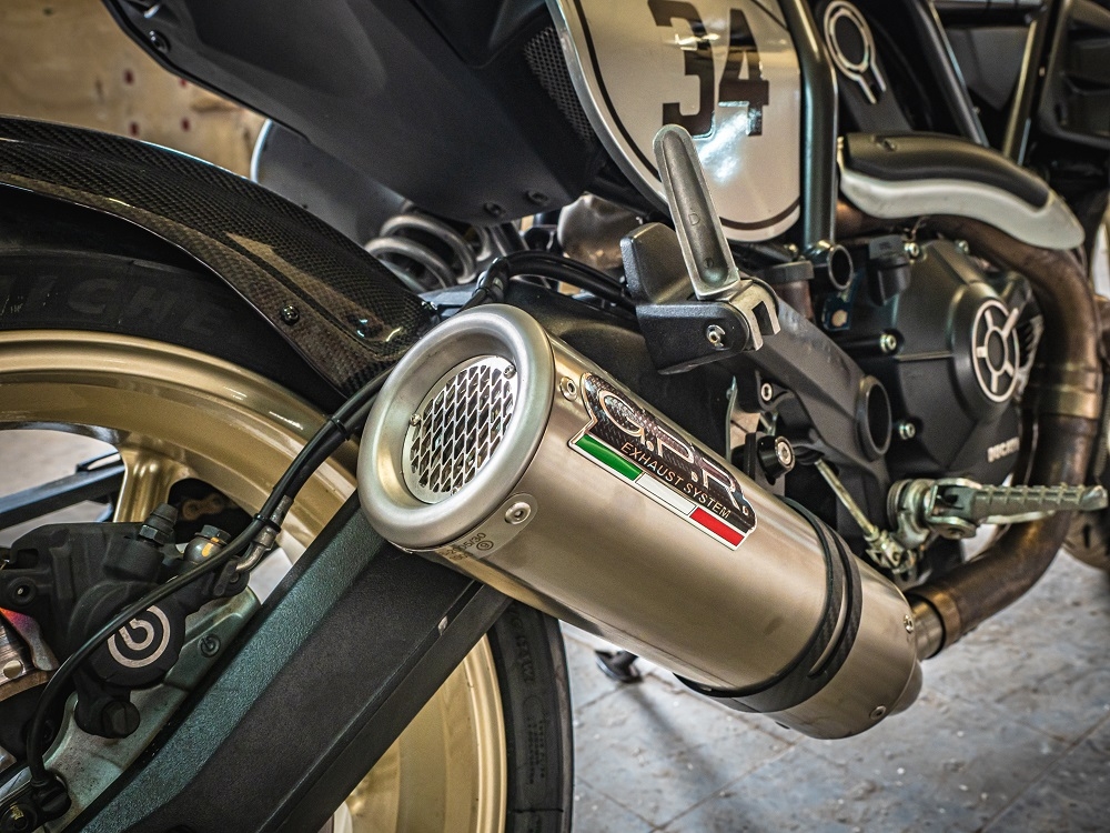 GPR exhaust compatible with  Ducati Scrambler 800  2017-2020, M3 Titanium Natural, Homologated legal slip-on exhaust including removable db killer, link pipe and catalyst 