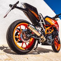 GPR exhaust compatible with  Ktm Duke 125 2017-2020, Deeptone Inox, Homologated legal slip-on exhaust including removable db killer and link pipe 