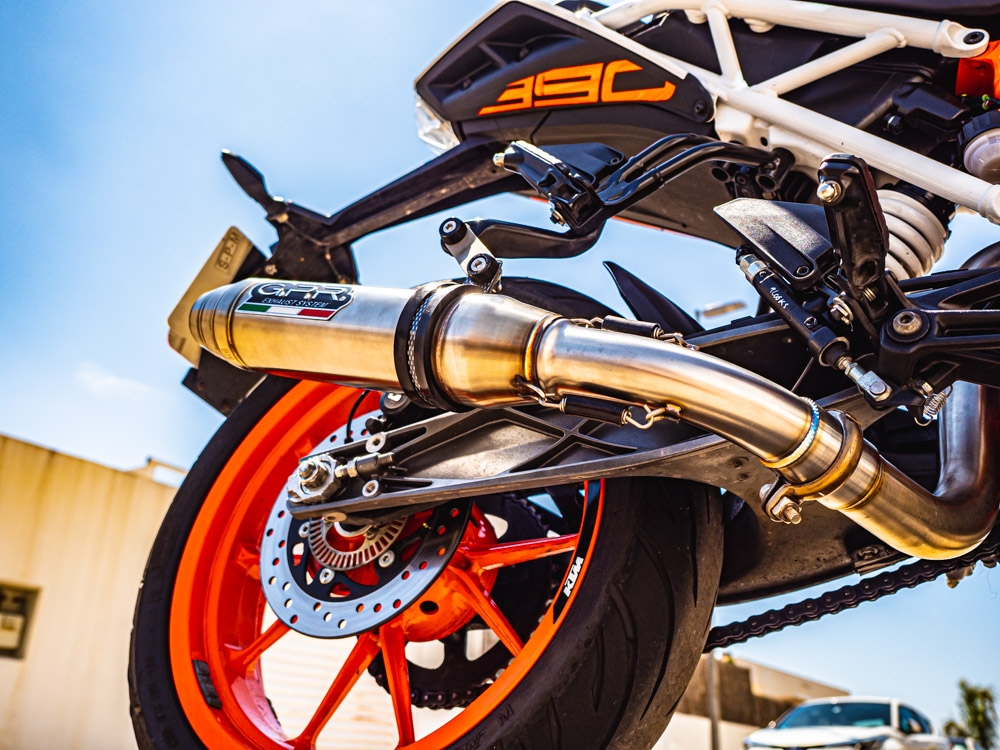 GPR exhaust compatible with  Ktm Duke 125 2017-2020, Deeptone Inox, Homologated legal slip-on exhaust including removable db killer and link pipe 