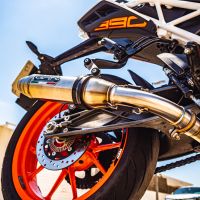 GPR exhaust compatible with  Ktm Duke 125 2017-2020, Deeptone Inox, Homologated legal slip-on exhaust including removable db killer and link pipe 