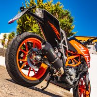 GPR exhaust compatible with  Ktm Duke 125 2017-2020, Furore Evo4 Nero, Homologated legal slip-on exhaust including removable db killer and link pipe 