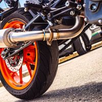 GPR exhaust compatible with  Ktm Duke 390 2017-2020, GP Evo4 Black Titanium, Homologated legal slip-on exhaust including removable db killer and link pipe 