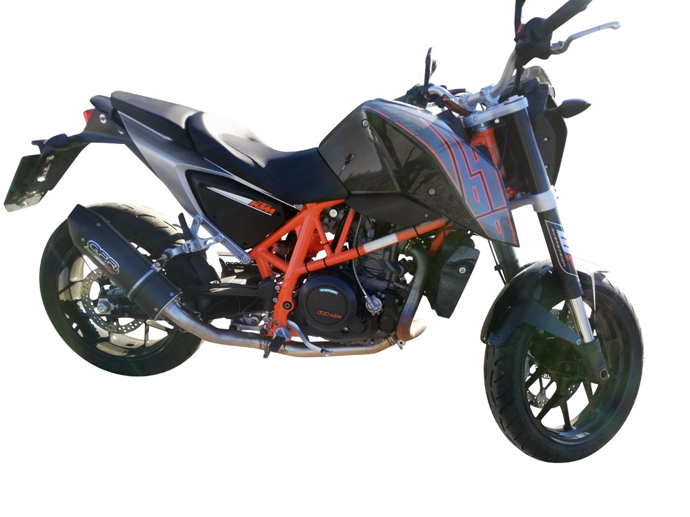 GPR exhaust compatible with  Ktm Duke 690 2012-2016, Furore Evo4 Nero, Homologated legal slip-on exhaust including removable db killer and link pipe 