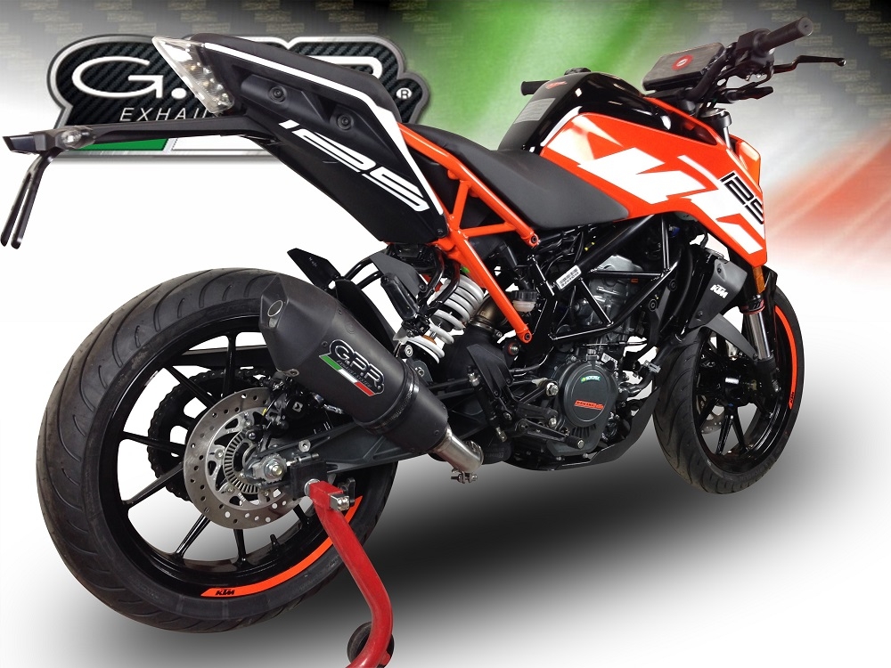 GPR exhaust compatible with  Ktm Duke 390 2017-2020, GP Evo4 Black Titanium, Homologated legal slip-on exhaust including removable db killer and link pipe 