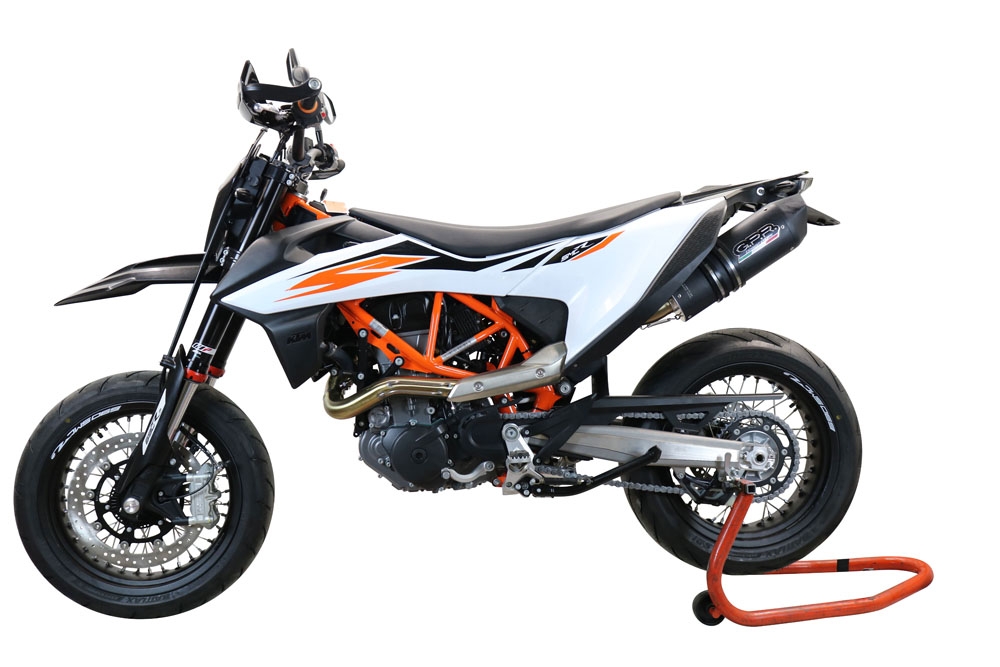 GPR exhaust compatible with  Ktm Enduro 690 R 2019-2020, Furore Evo4 Nero, Slip-on exhaust legal for UK and non-EU markets including link pipe and removable db killer 