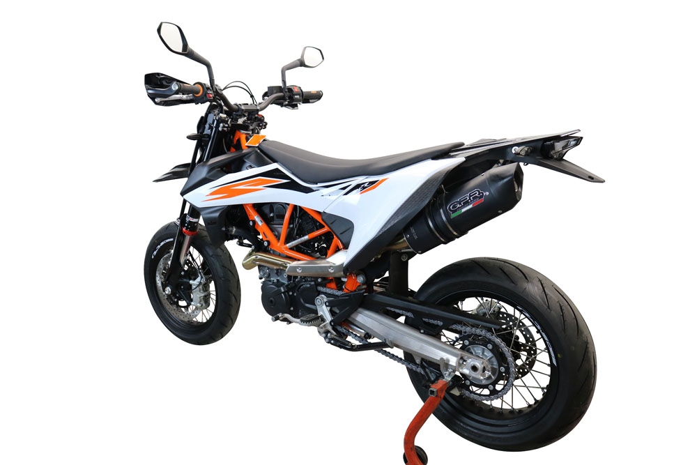 GPR exhaust compatible with  Ktm Enduro 690 R 2019-2020, Furore Evo4 Nero, Slip-on exhaust legal for UK and non-EU markets including link pipe and removable db killer 