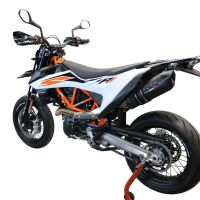 GPR exhaust compatible with  Ktm Enduro 690 R 2019-2020, Furore Evo4 Nero, Slip-on exhaust legal for UK and non-EU markets including link pipe and removable db killer 