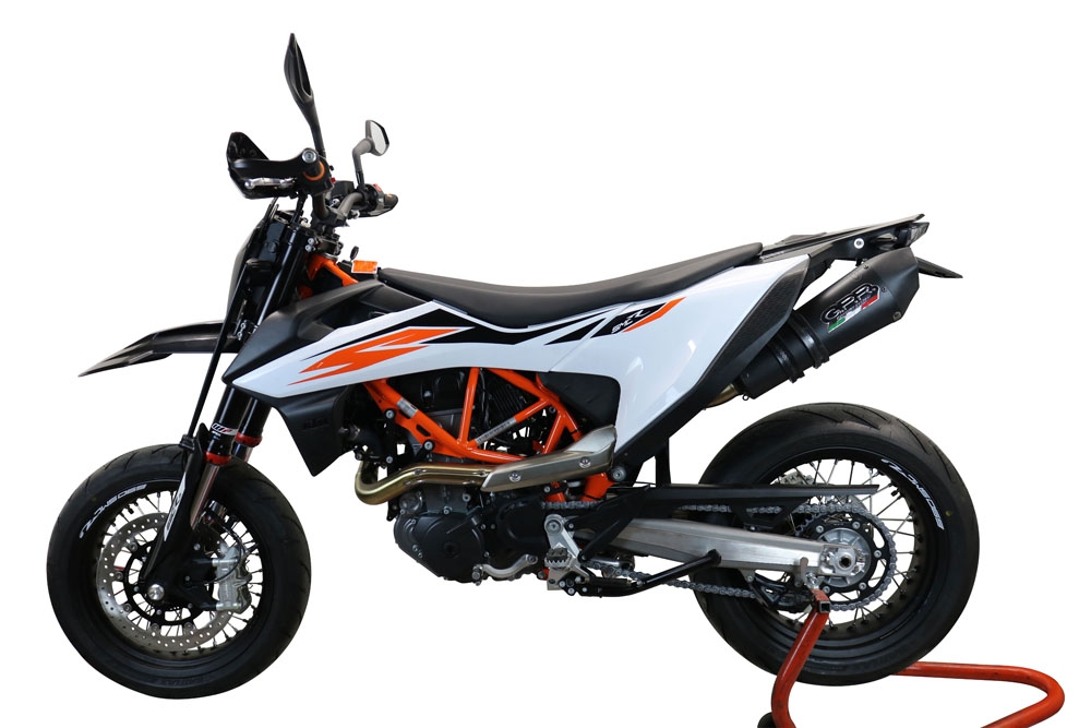 GPR exhaust compatible with  Ktm Enduro 690 R 2019-2020, GP Evo4 Black Titanium, Homologated legal slip-on exhaust including removable db killer, link pipe and catalyst 