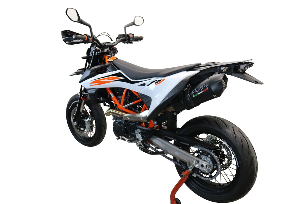 GPR exhaust compatible with  Ktm Enduro 690 R 2019-2020, GP Evo4 Black Titanium, Homologated legal slip-on exhaust including removable db killer, link pipe and catalyst 