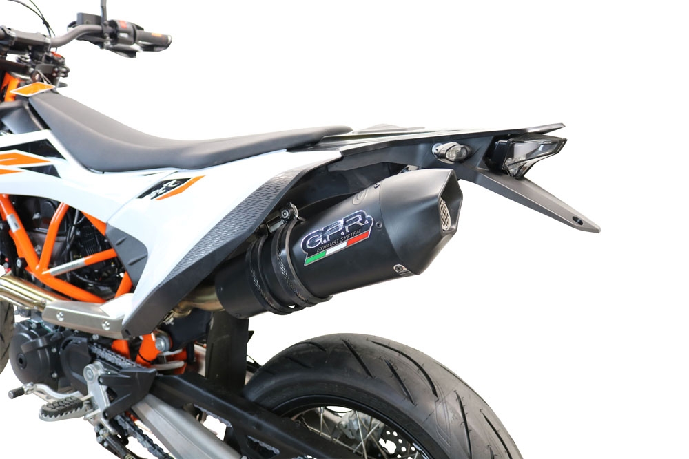 GPR exhaust compatible with  Ktm Enduro 690 R 2019-2020, GP Evo4 Black Titanium, Homologated legal slip-on exhaust including removable db killer, link pipe and catalyst 