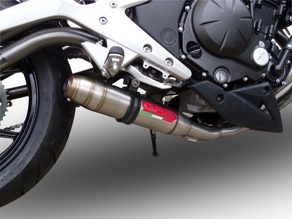 GPR exhaust compatible with  Kawasaki Er 6 N - F  2012-2016, Deeptone Inox, Homologated legal full system exhaust, including removable db killer 