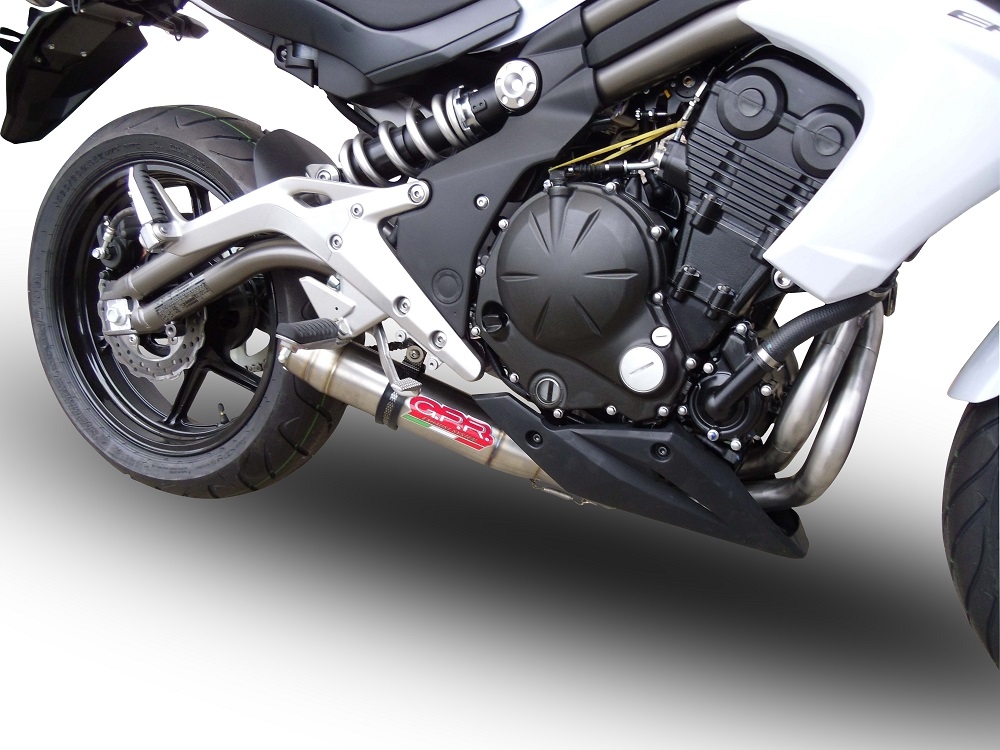 GPR exhaust compatible with  Kawasaki Er 6 N - F  2012-2016, Deeptone Inox, Homologated legal full system exhaust, including removable db killer 