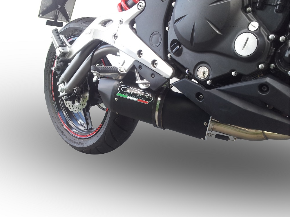 GPR exhaust compatible with  Kawasaki Er 6 N - F  2012-2016, Furore Nero, Homologated legal full system exhaust, including removable db killer 