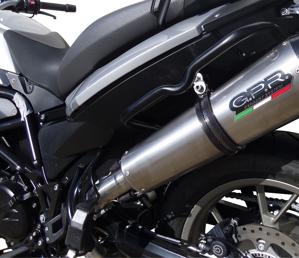 GPR exhaust compatible with  Bmw F 700 Gs 2011-2015, Gpe Ann. titanium, Homologated legal slip-on exhaust including removable db killer and link pipe 