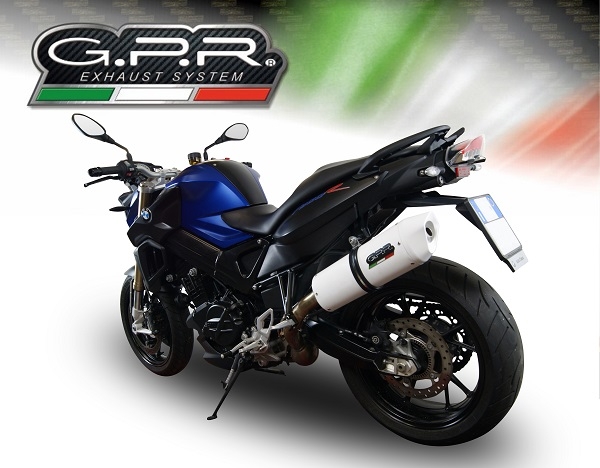 GPR exhaust compatible with  Bmw F 800 R 2015-2016, Albus Ceramic, Homologated legal slip-on exhaust including removable db killer and link pipe 