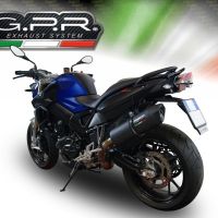 GPR exhaust compatible with  Bmw F 800 R 2009-2014, Furore Nero, Homologated legal slip-on exhaust including removable db killer and link pipe 