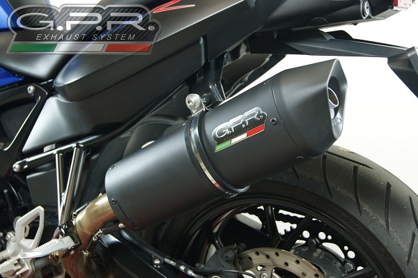 GPR exhaust compatible with  Bmw F 800 R 2009-2014, Furore Nero, Homologated legal slip-on exhaust including removable db killer and link pipe 