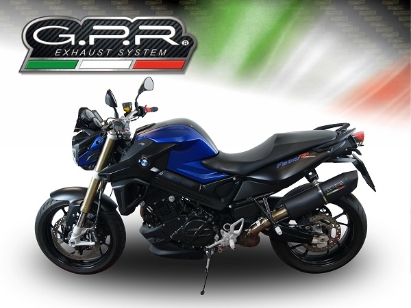 GPR exhaust compatible with  Bmw F 800 R 2009-2014, Furore Nero, Homologated legal slip-on exhaust including removable db killer and link pipe 