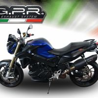 GPR exhaust compatible with  Bmw F 800 R 2009-2014, Furore Nero, Homologated legal slip-on exhaust including removable db killer and link pipe 