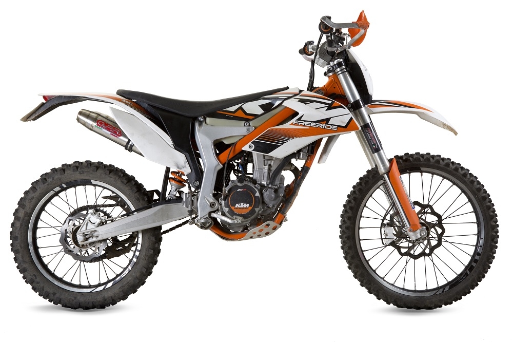 GPR exhaust compatible with  Ktm Freeride 350 4T 2012-2017, Deeptone Inox, Dual Homologated legal slip-on exhaust including removable db killers and link pipes 