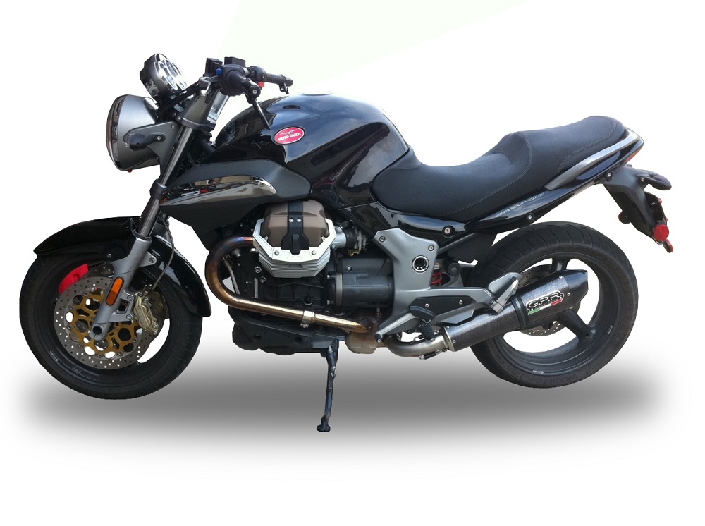 GPR exhaust compatible with  Moto Guzzi Breva 1100 4V  2005-2010, Gpe Ann. Poppy, Homologated legal slip-on exhaust including removable db killer and link pipe 