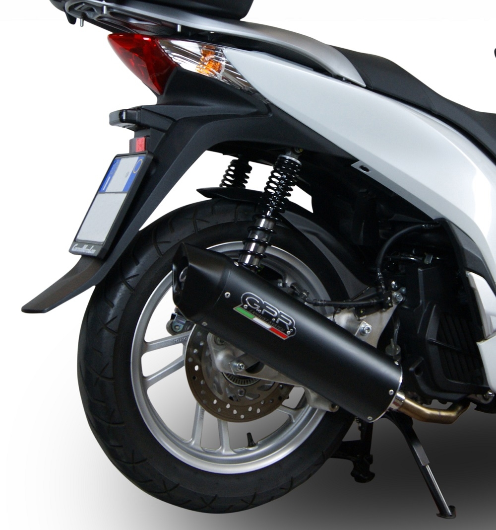 GPR exhaust compatible with  Honda Dylan 150 2000-2006, Furore Nero, Homologated legal full system exhaust, including removable db killer 