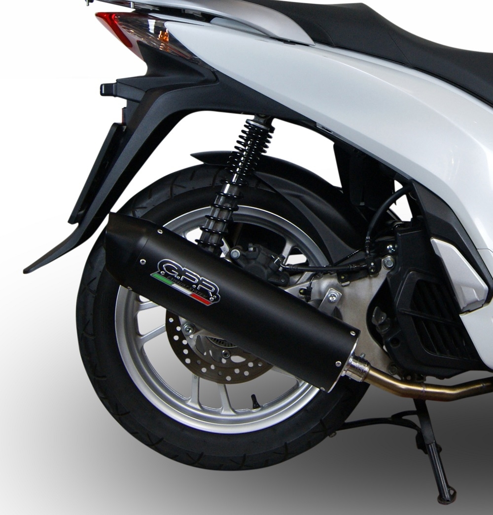 GPR exhaust compatible with  Honda Dylan 150 2000-2006, Furore Nero, Homologated legal full system exhaust, including removable db killer 