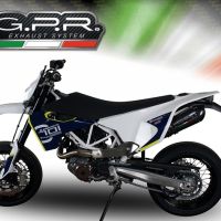 GPR exhaust compatible with  Husqvarna Supermoto 701 2021-2024, GP Evo4 Poppy, Slip-on exhaust legal for UK and non-EU markets including link pipe and removable db killer 