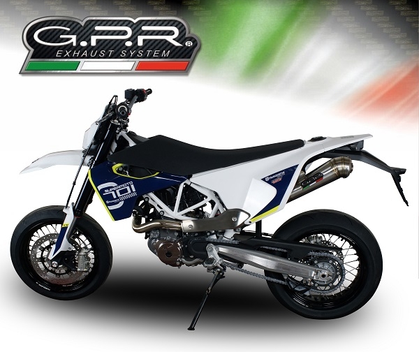 GPR exhaust compatible with  Husqvarna Supermoto 701 2015-2016, Powercone Evo, Homologated legal slip-on exhaust including removable db killer and link pipe 