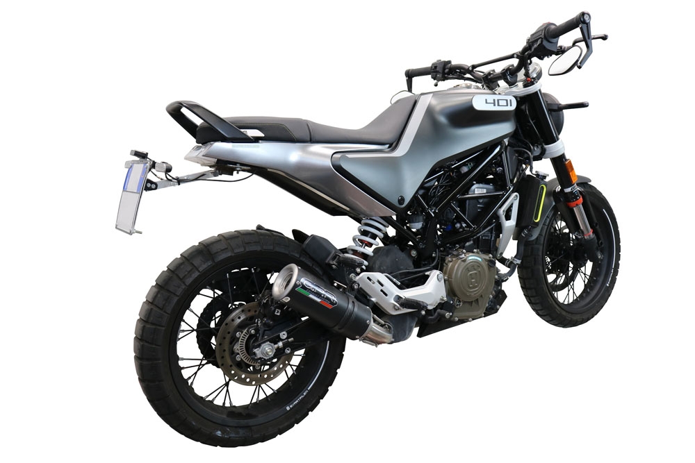 GPR exhaust compatible with  Husqvarna Svartpilen 401 2020-2020, M3 Black Titanium, Homologated legal slip-on exhaust including removable db killer and link pipe 